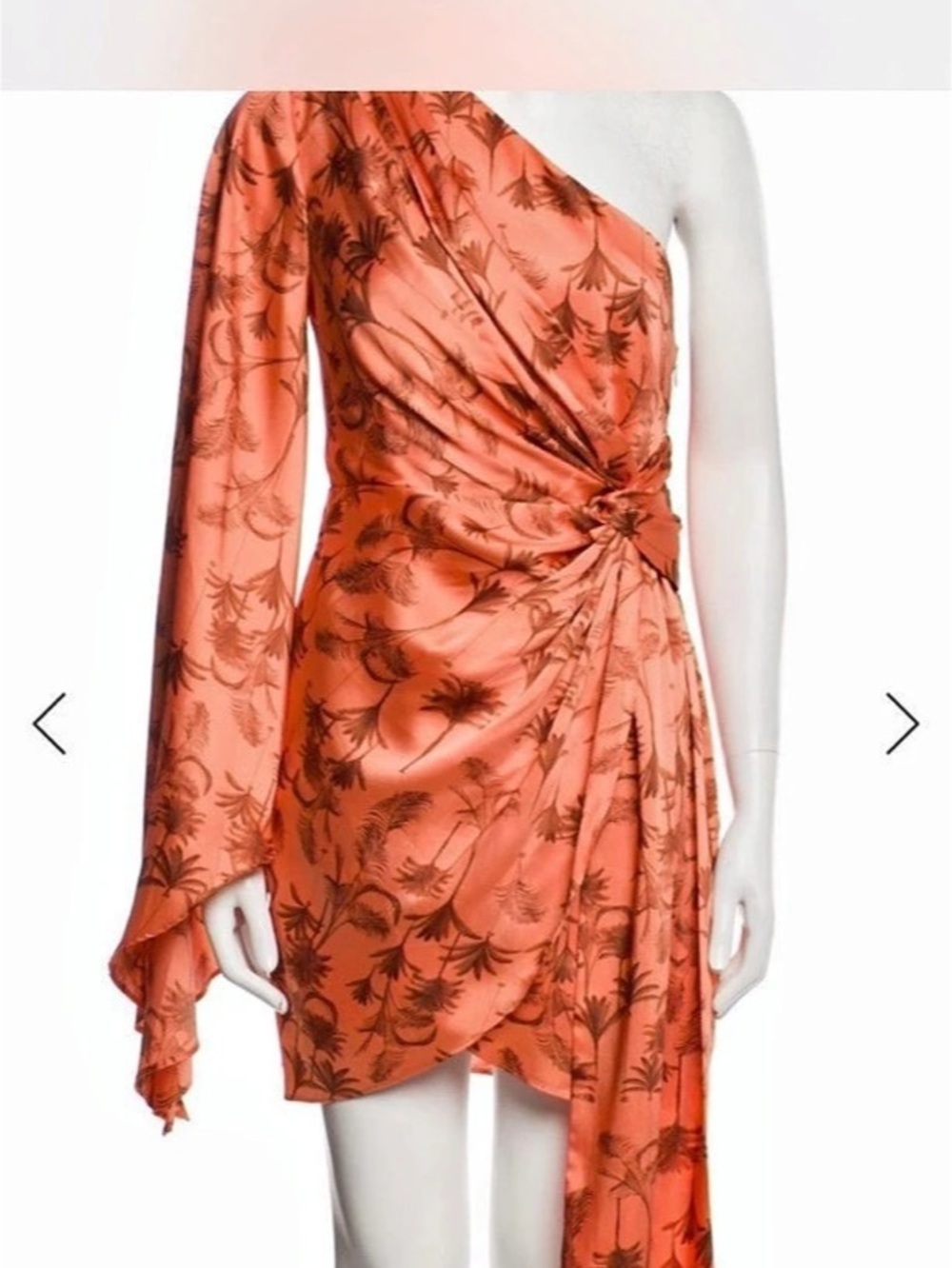 Significant Other Paradis Dress One-Shoulder Floral Mini Dress in Orange Size S